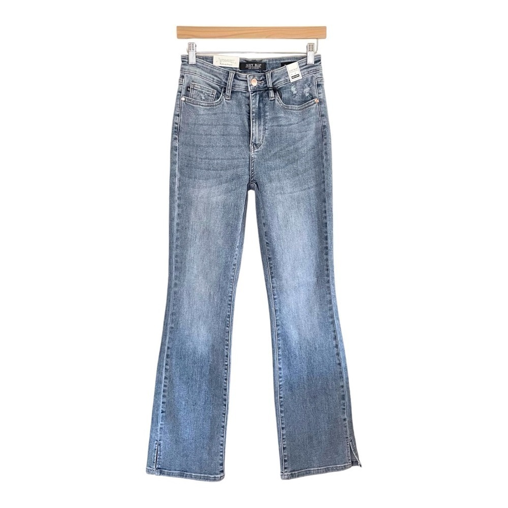 NWT Judy Blue High Waist Slim Bootcut Slit Hem Jean Light Wash 3 / 26